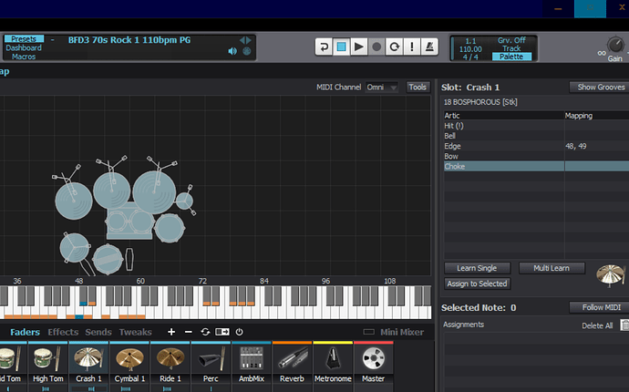 MIDI NOTE ASSIGN TO CHOKE