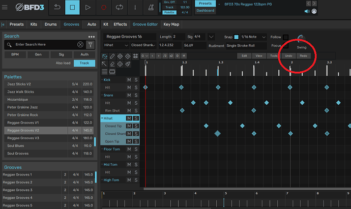 GROOVE Editor UNDO-REDO
