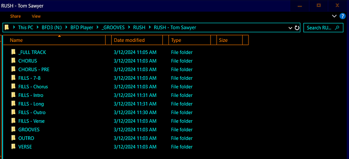 BFD PLAYER Grooves Heiarchy