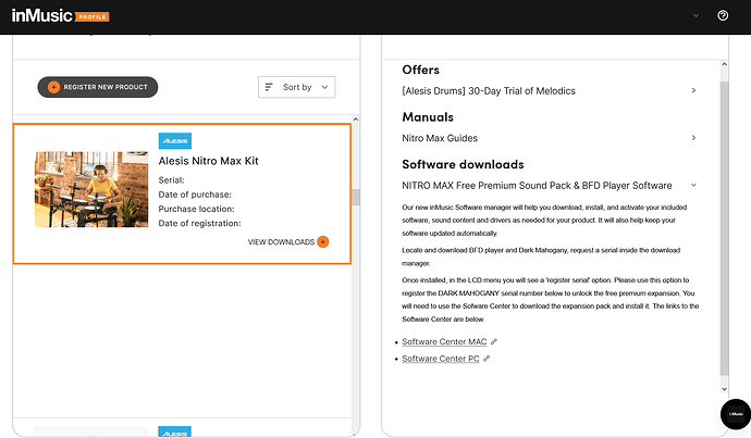 Alesis Nitro Max Kit - Product Registrations - Downloads